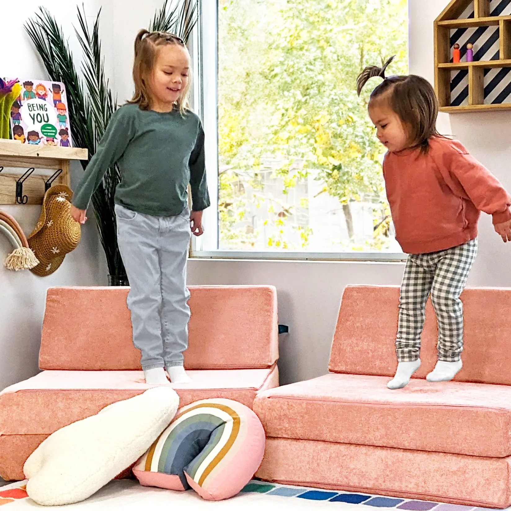 Kid'S Tables & Chairs>Go Coconut Complete Modular Sofa - Peach Party