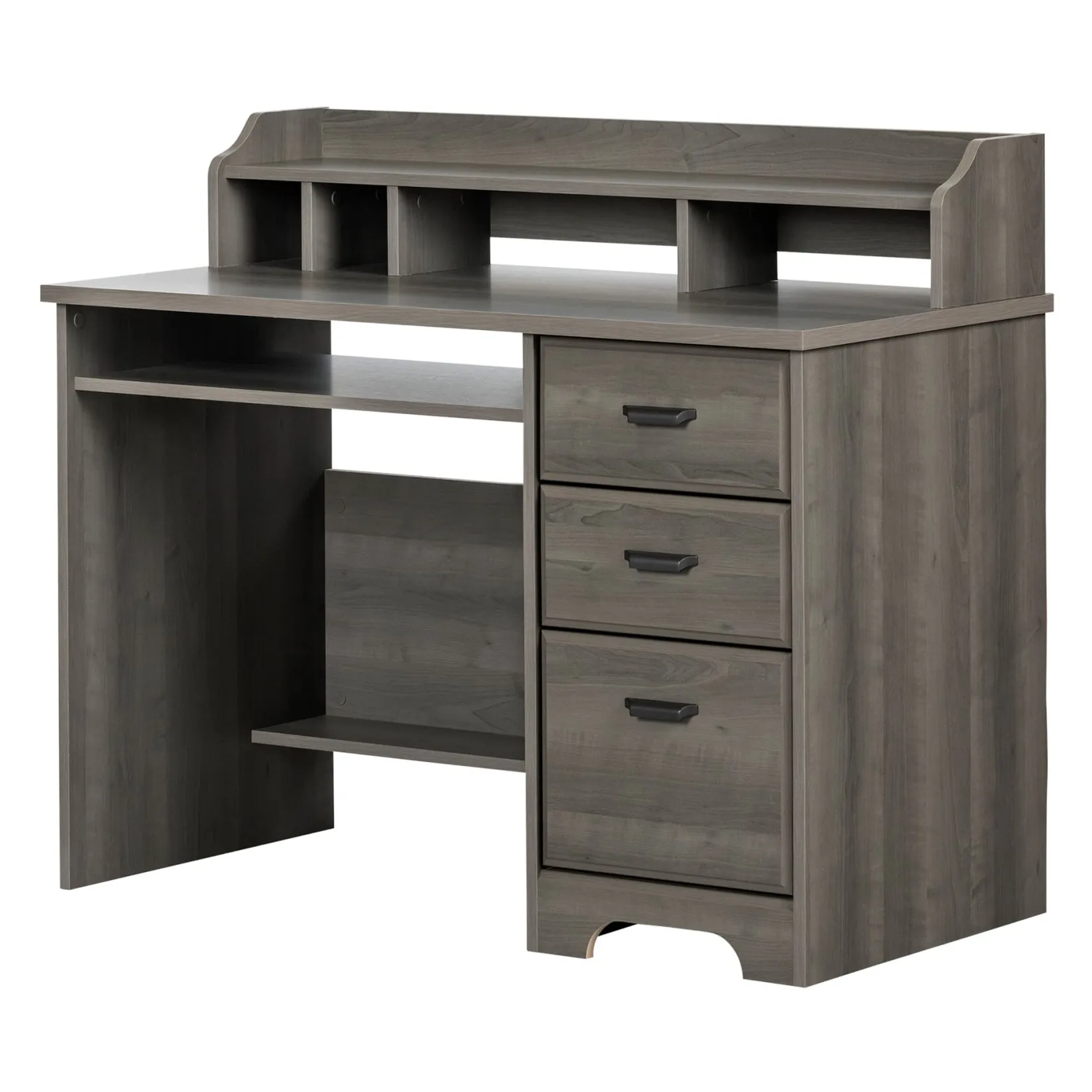 Desk>South Shore Computer Desk with Hutch - Versa Gray Maple
