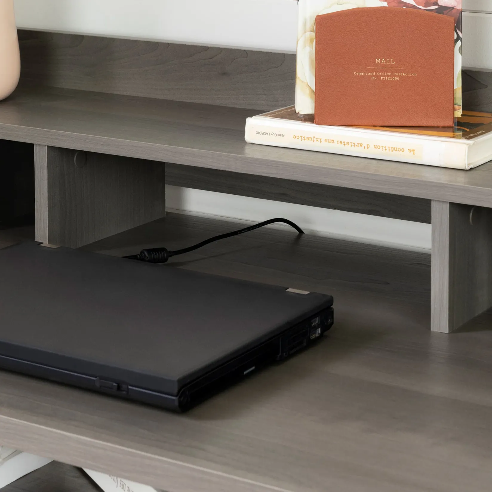 Desk>South Shore Computer Desk with Hutch - Versa Gray Maple