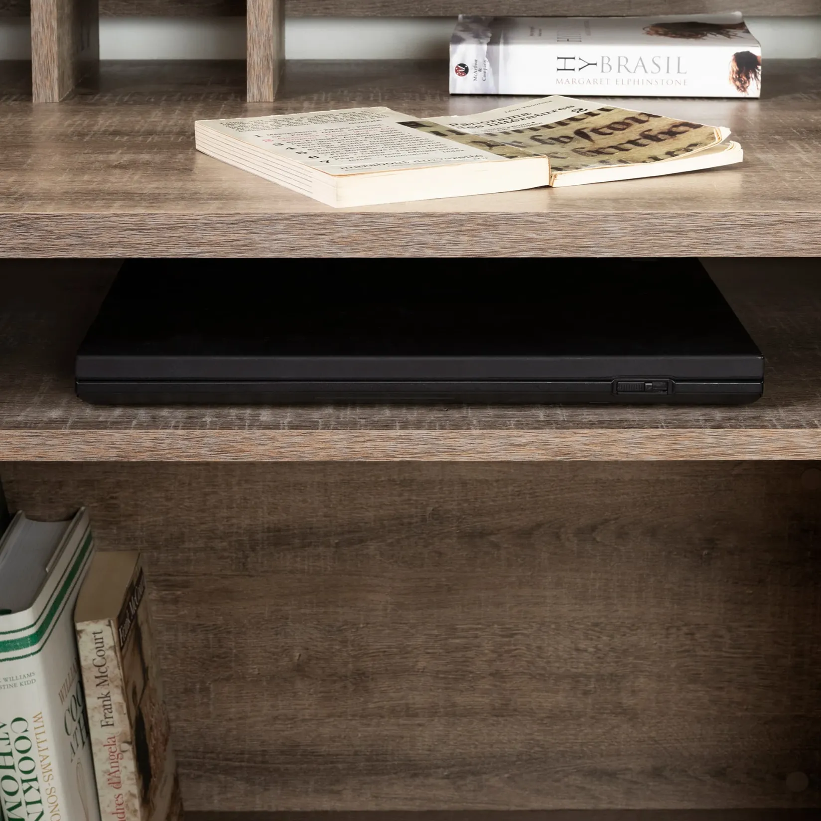 Hot Computer Desk with Hutch - Versa Weathered Oak Desk