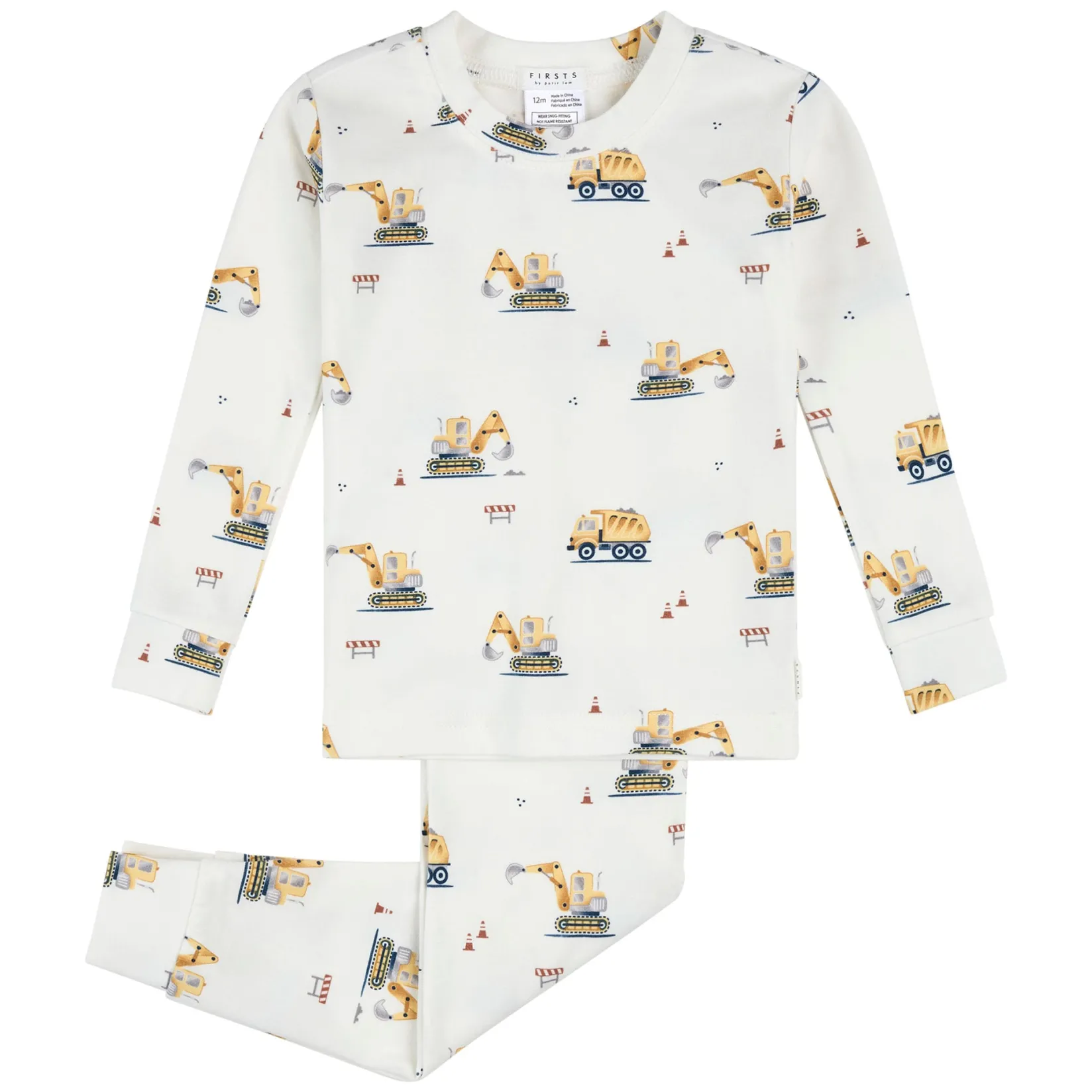 Pajamas|Pyjamas>Firsts par Petit Lem Construction 2pc Pajamas 12-24 Ivory