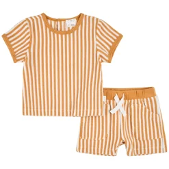 Outfit Sets>Firsts par Petit Lem Construction Striped Set 3-24m Yellow
