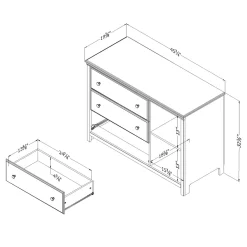 Best Cotton Candy 3-Drawer Dresser with Baskets - Pure White Storage Furniture