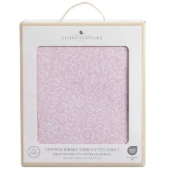 Sheets|Bedding>Living Textiles Cotton Jersey Crib Fitted Sheet -P ink flower