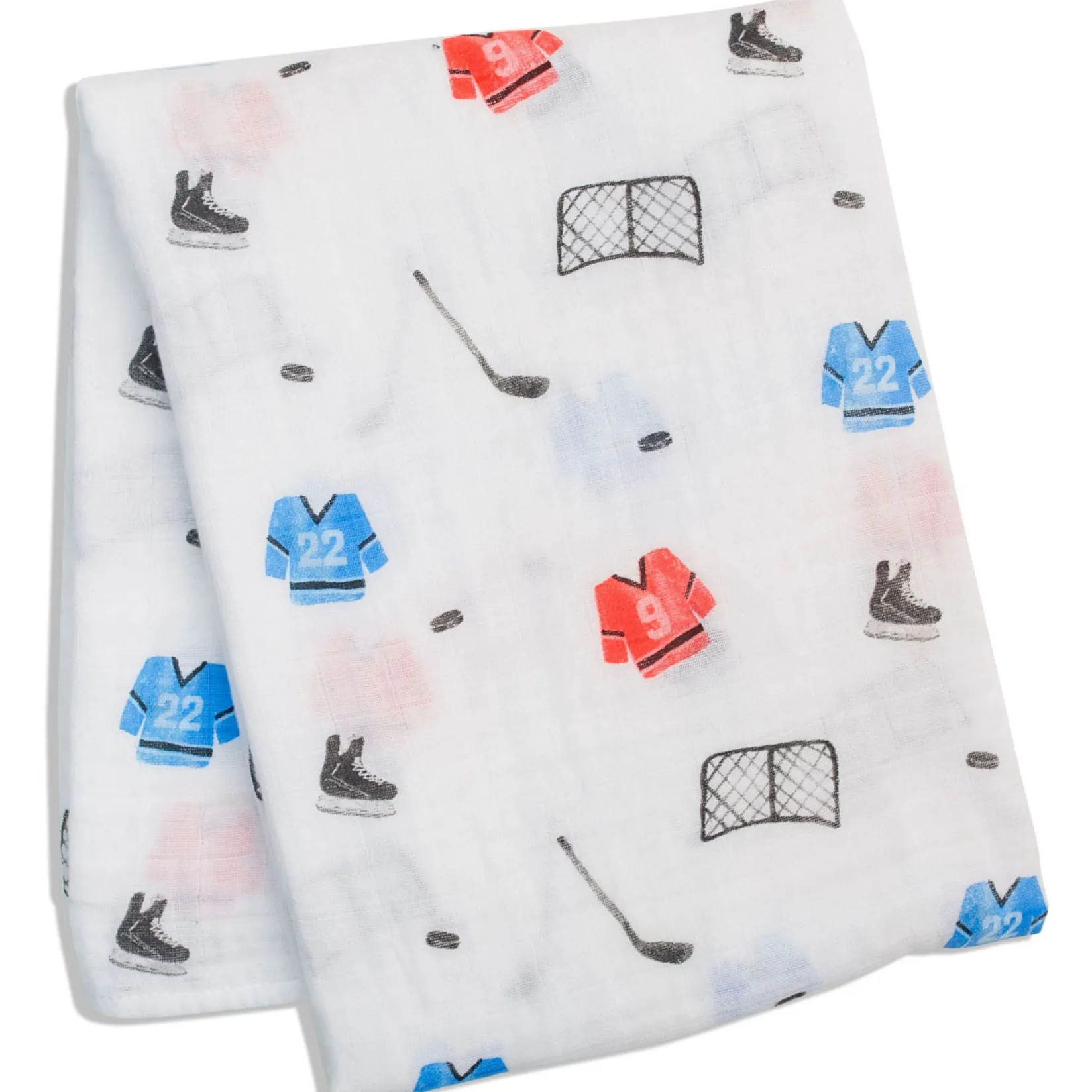 Blankets|Blankets>Lulujo Cotton Muslin Swaddle - Hockey