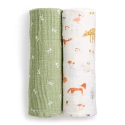 Blankets|Blankets>Aden + Anais Cotton Muslin Swaddles (2) - Sage Woodland