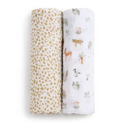 Cotton Muslin Swaddles (2) - Giraffe Safari Kids Blankets|Blankets