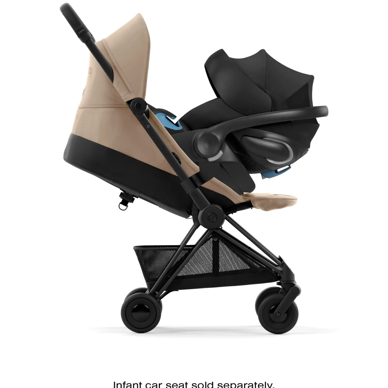 Strollers|Strollers & Trailers>Cybex Coya Stroller - Matte Black Frame with Sepia Beige Seat