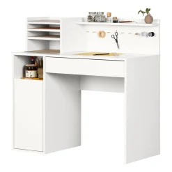 Desk>South Shore Craft Table with Hutch - Crea Pure White