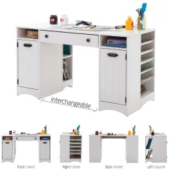 New Craft Table with Storage - Artwork Pure White Desk