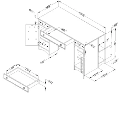 New Craft Table with Storage - Artwork Pure White Desk