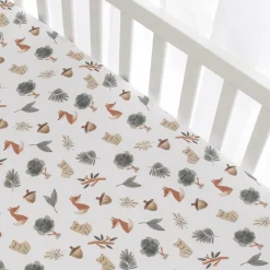 Sheets|Bedding>Living Textiles Crib Fitted Sheet - Forest Retreat