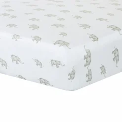Sheets|Bedding>Living Textiles Crib Fitted Sheet - Grey Elephant