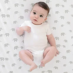 Sheets|Bedding>Living Textiles Crib Fitted Sheet - Grey Elephant