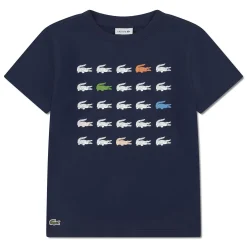 Tops>Lacoste Croc Grid T-shirt 10-16y Navy