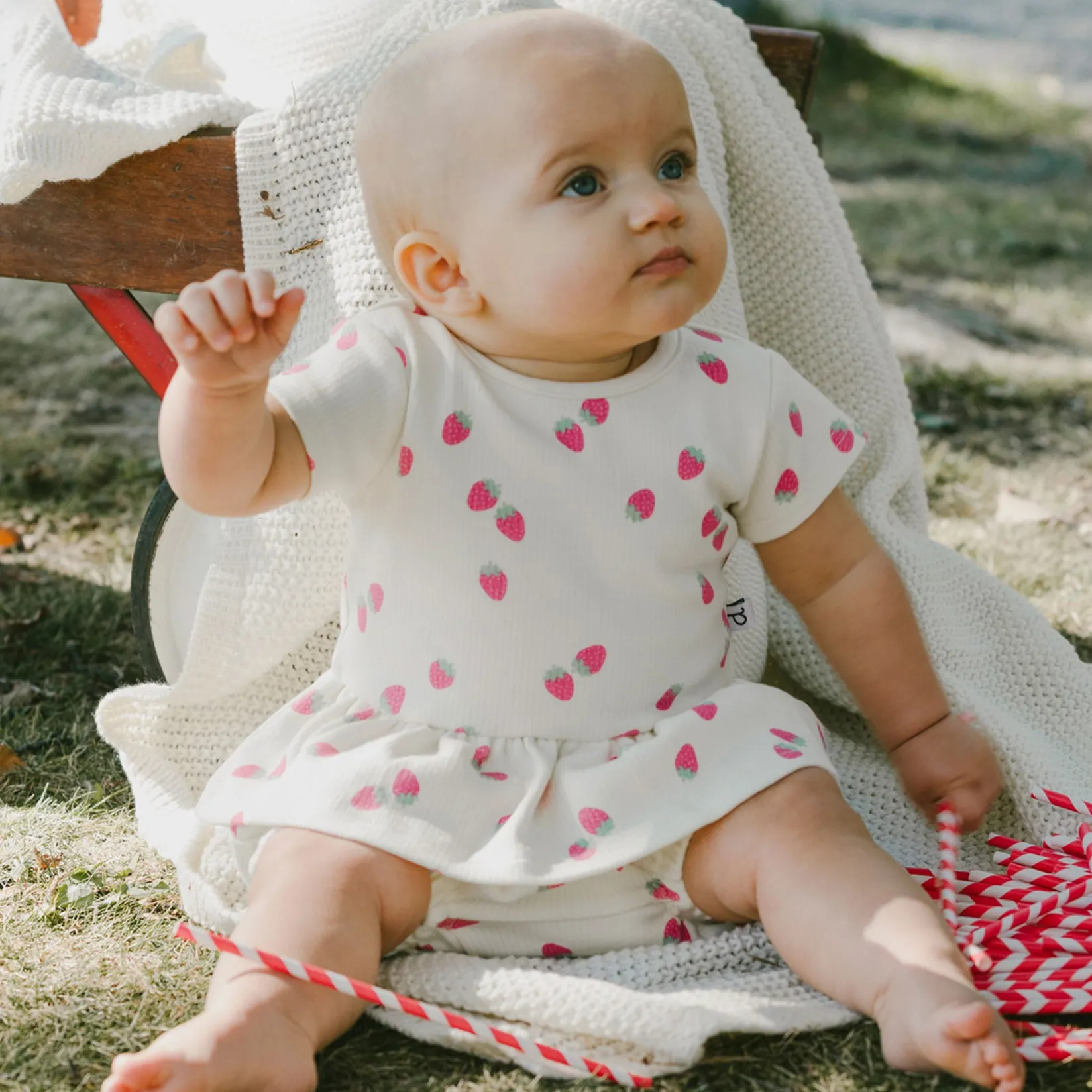 Dresses, Skirts & Outfits>Deux par Deux Cuddles Strawberries Set 3-24m Ivory