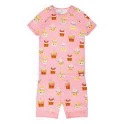 Pajamas & Bathrobes>Deux par Deux Cupcake Pajama Set 7-10 Pink