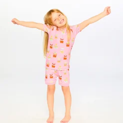 Pajamas & Bathrobes>Deux par Deux Cupcake Pajama Set 2-6 Pink