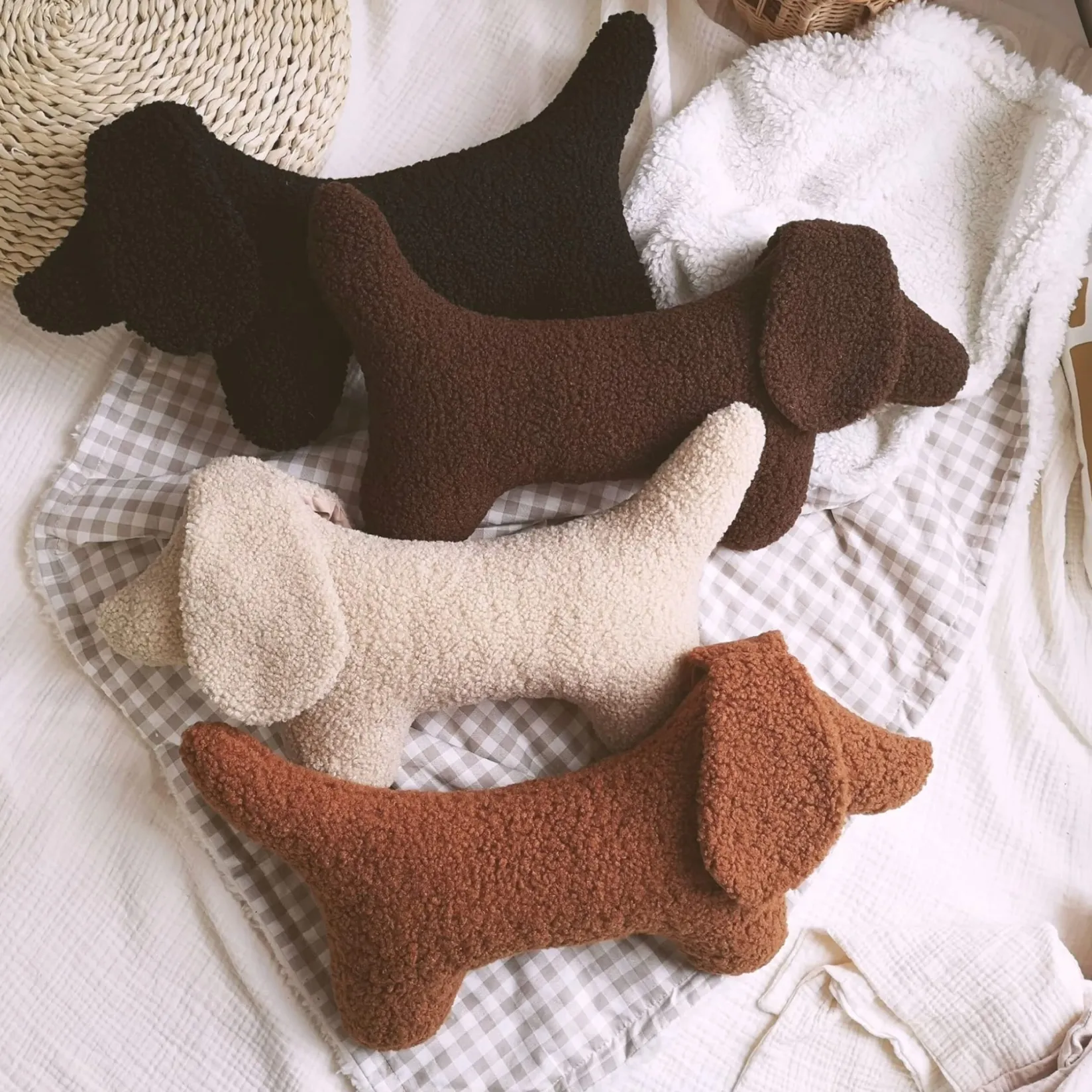 Plush Toys>The Butter Flying Dachshund Dog Pillow - Brown