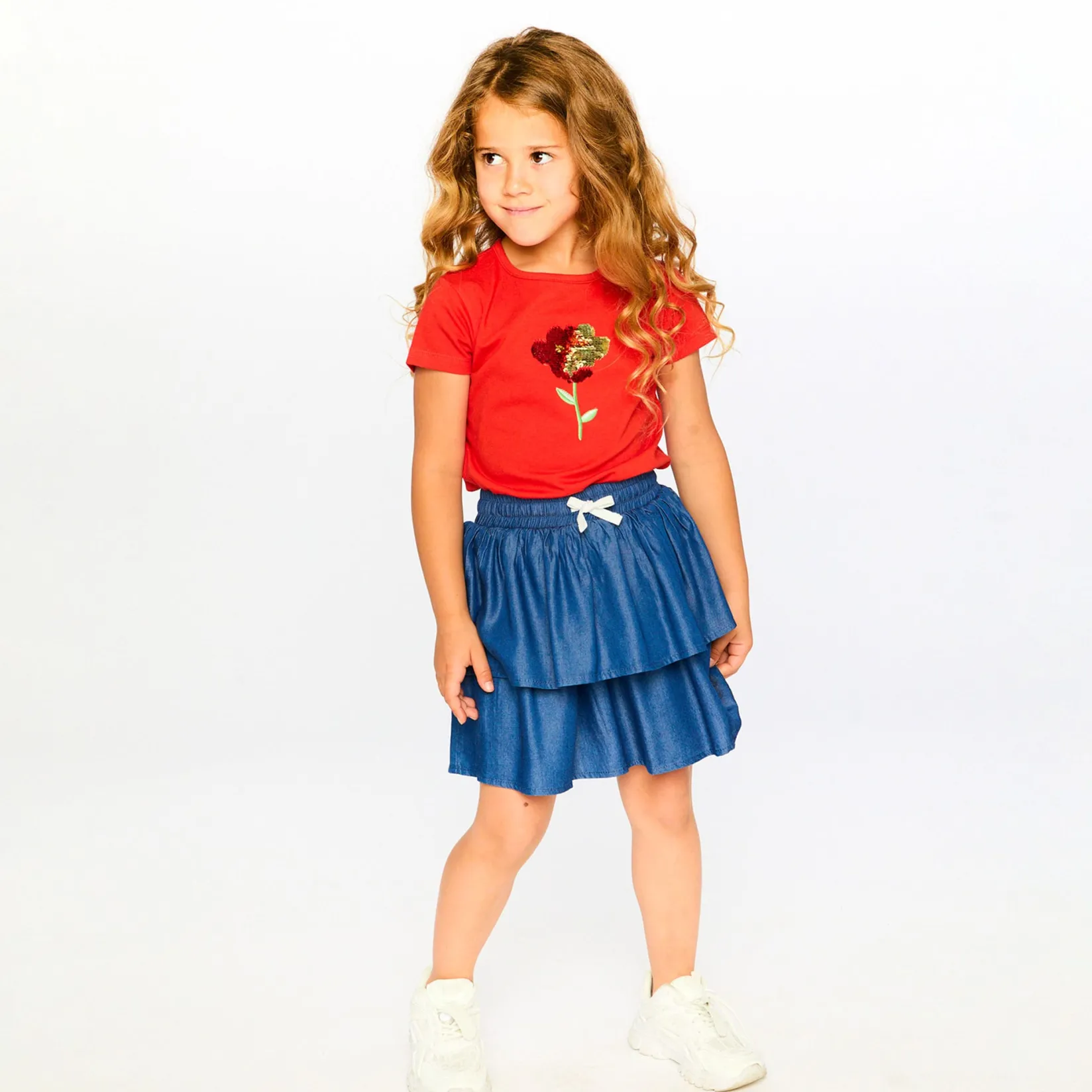 Tops>Deux par Deux Daffodils T-shirt 3-6 Red