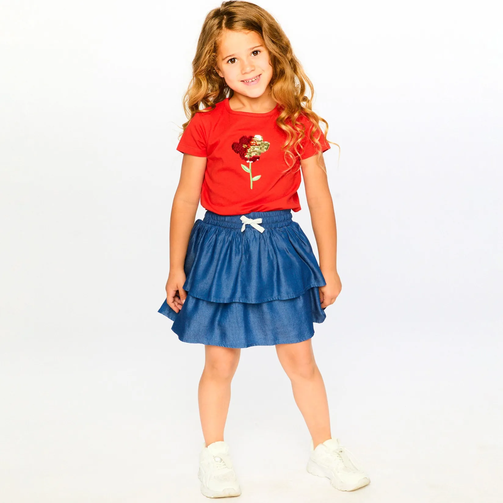 Tops>Deux par Deux Daffodils T-shirt 3-6 Red