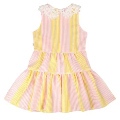 Dresses & Rompers>Deux par Deux Daisies Stripe Dress 3-6 Pink