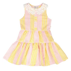 Dresses & Rompers>Deux par Deux Daisies Stripe Dress 7-10 Pink