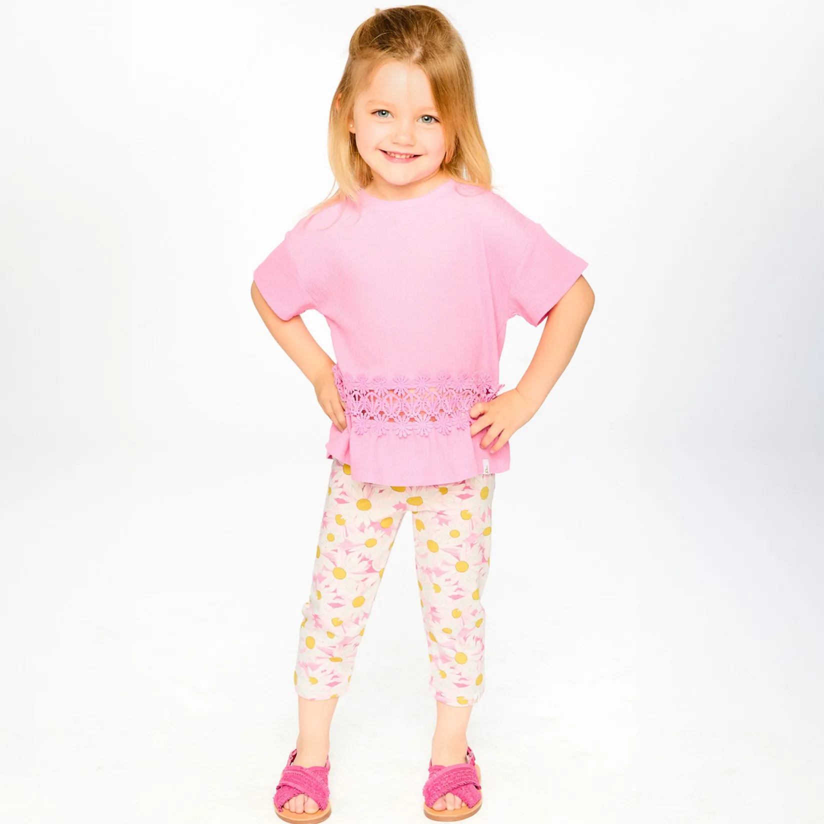 Tops>Deux par Deux Daisies T-shirt 7-10 Pink