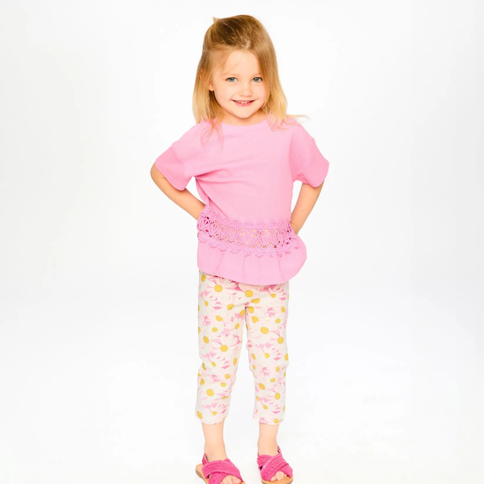 Tops>Deux par Deux Daisies T-shirt 7-10 Pink