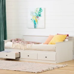Hot Daybed with Storage - Plenny White Wash Twin, Full & Queen Beds