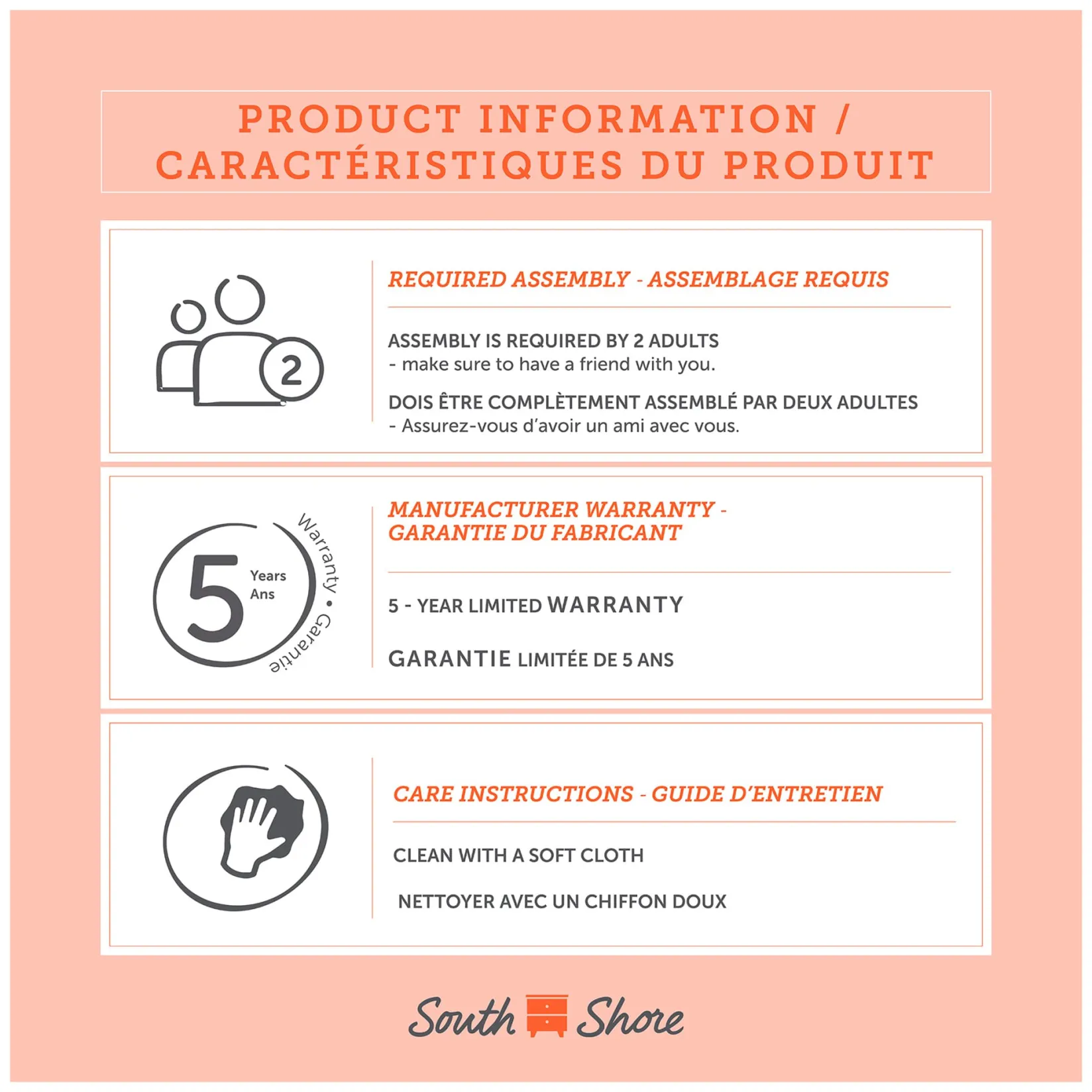 Desk>South Shore Desk with Keyboard Tray - Axess Pure White