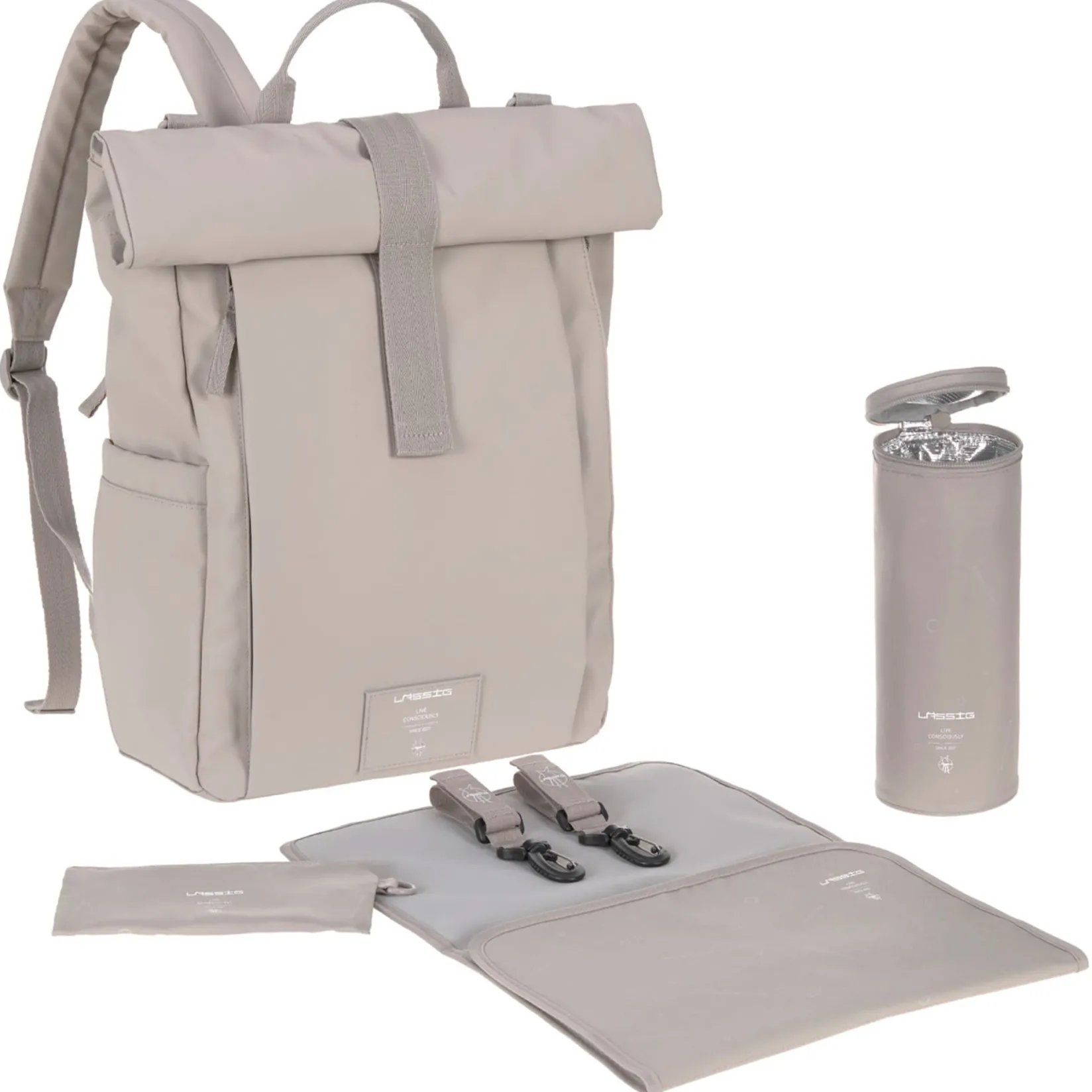 Diaper Bags|Diaper Bags>Lassig Diaper Bag Rolltop - Taupe