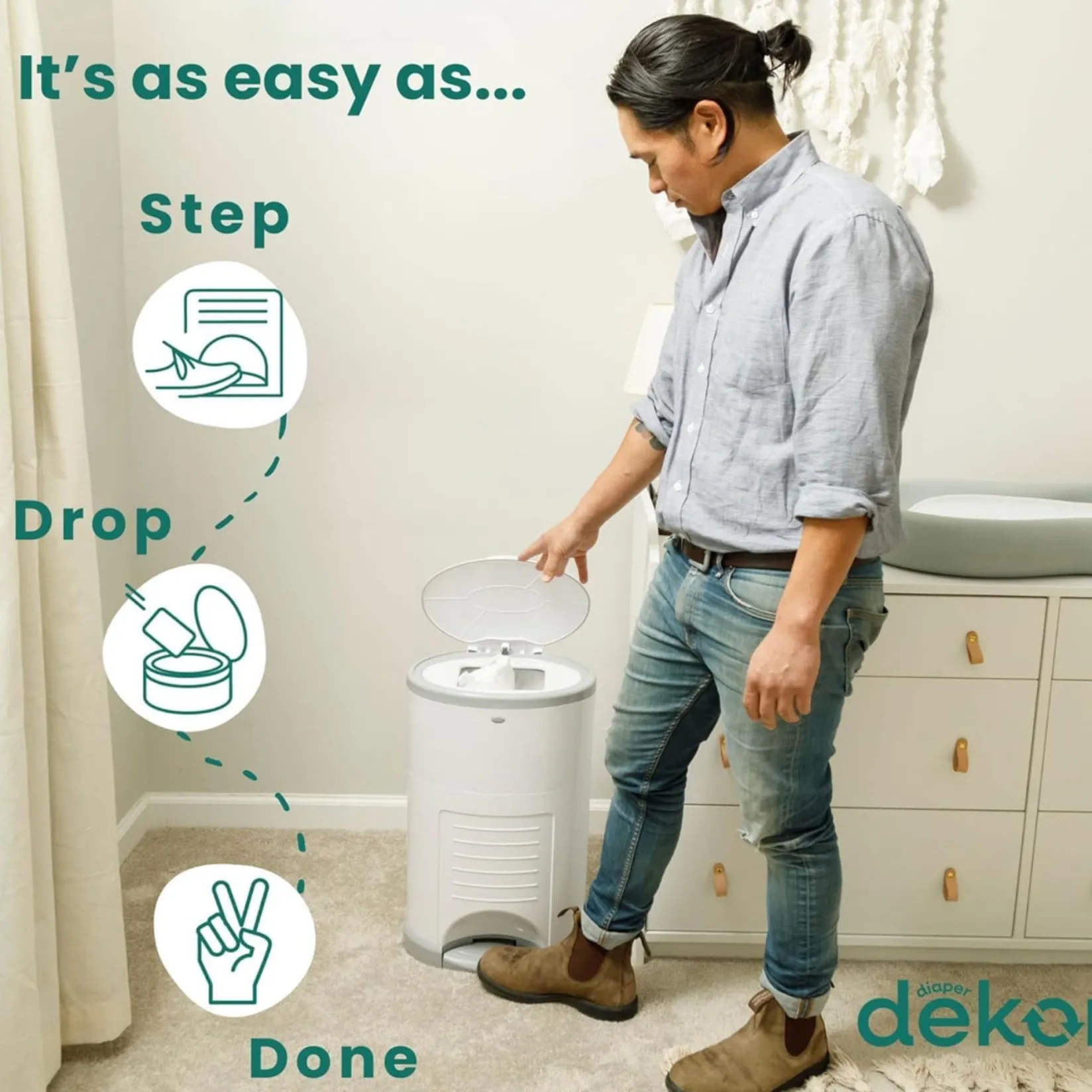 Diaper Pails>Dekor Diaper Pails Eko Pl Whit