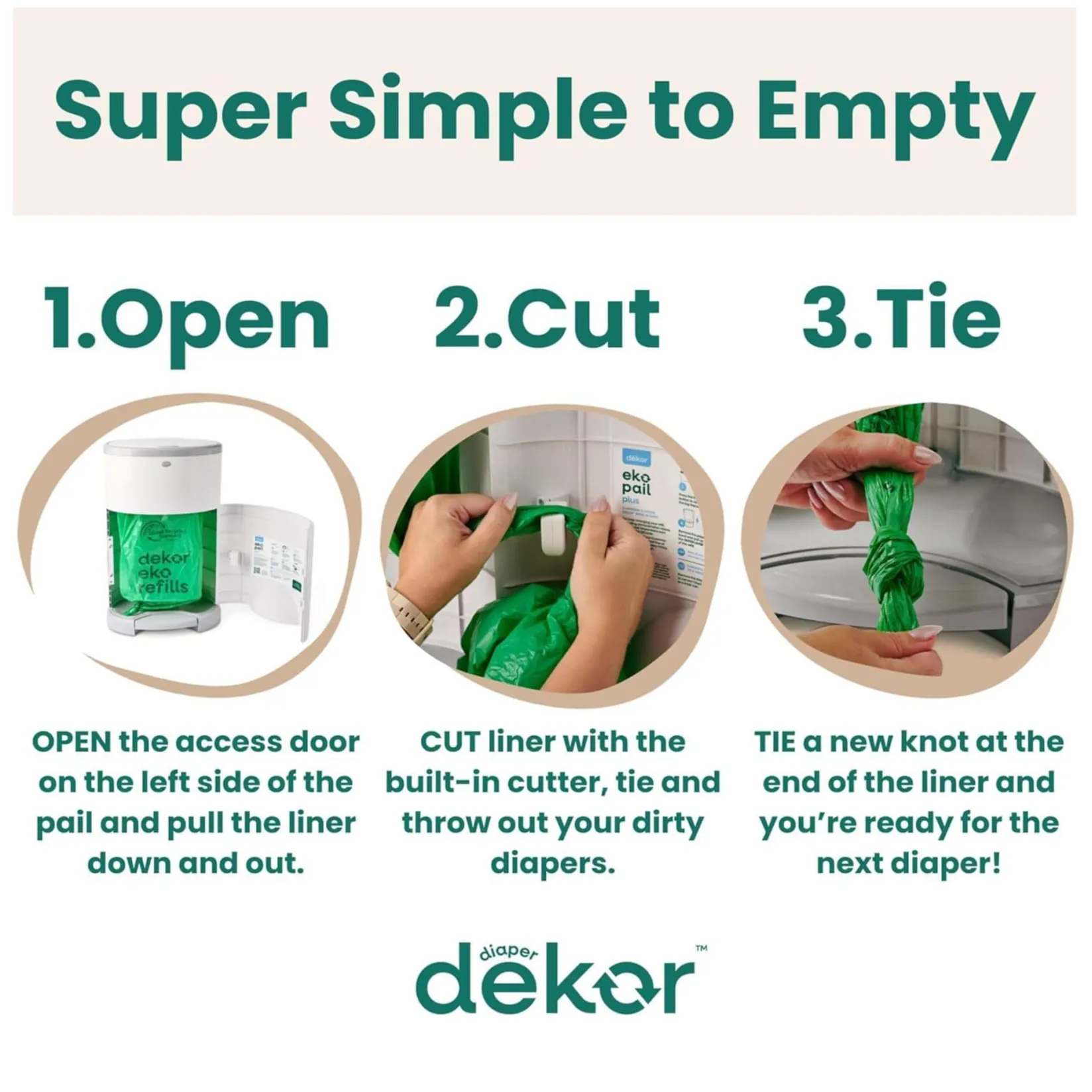 Diaper Pails>Dekor Diaper Pails Eko Pl Whit