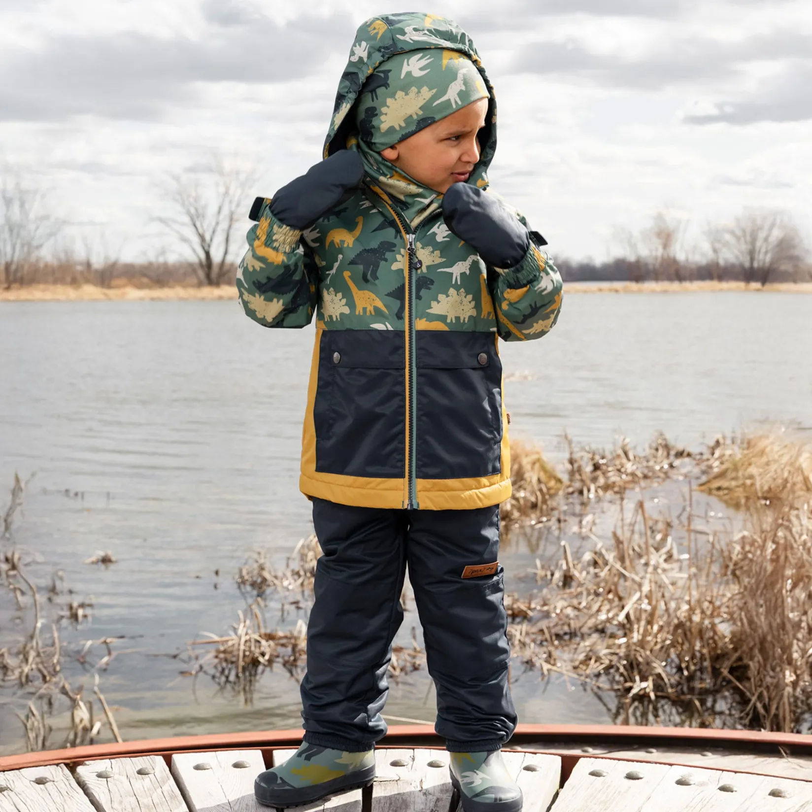 Outerwear>Deux par Deux Dinos 2pce Spring Set 2-6 Green