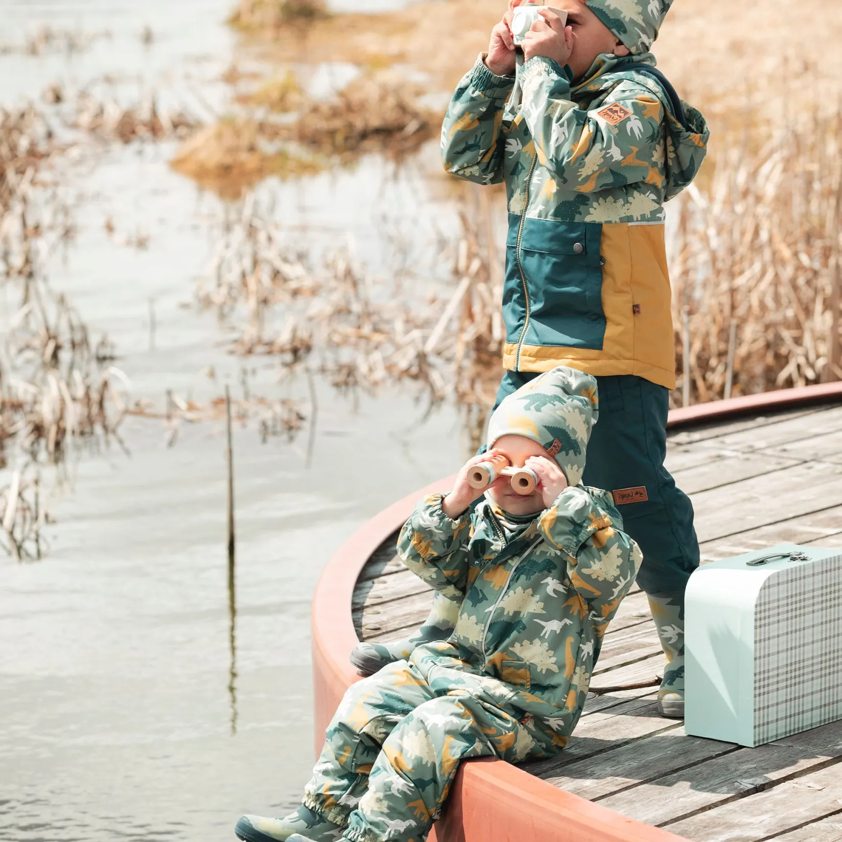 Outerwear>Deux par Deux Dinos 2pce Spring Set 2-6 Green