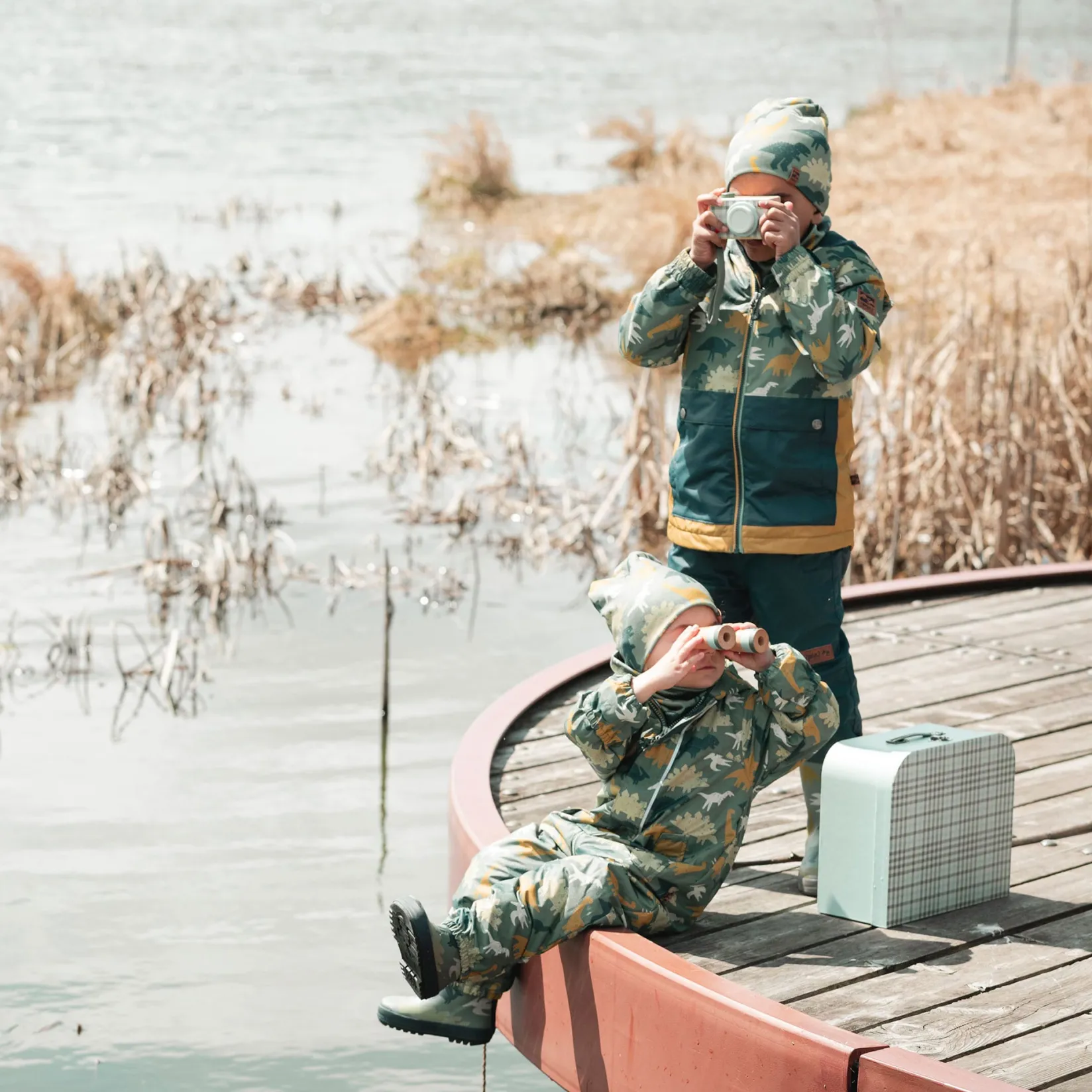 Outerwear>Deux par Deux Dinos 2pce Spring Set 2-6 Green