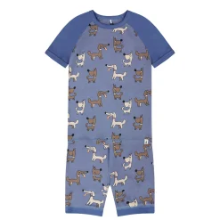Pajamas & Bathrobes>Deux par Deux Dogs Pajama Set 7-12 Blue