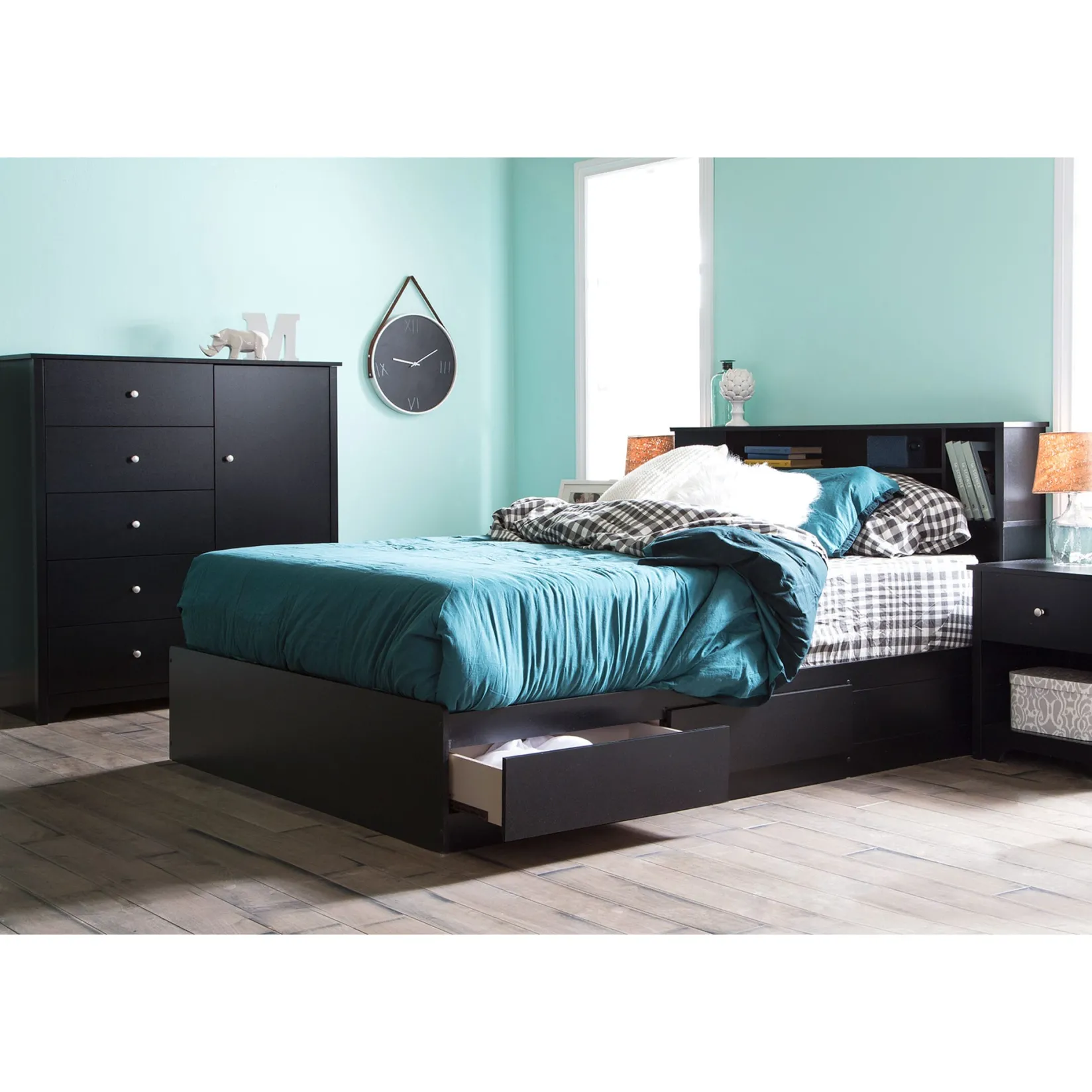 Storage Furniture>South Shore Door Chest with 5 Drawers - Vito Pure Black