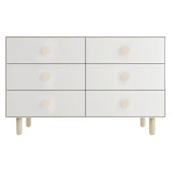 Discount Dot 6 Drawer Dresser - Whte/ Natural Storage Furniture
