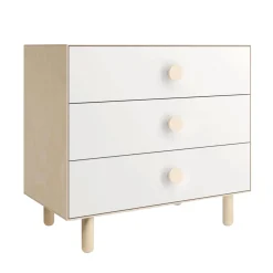 Storage Furniture>Oeuf Dot 3 Drawer Dresser Whte/ Natural