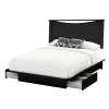 Clearance Double / Queen Bed and Headboard Set - Step One Pure Black Twin, Full & Queen Beds