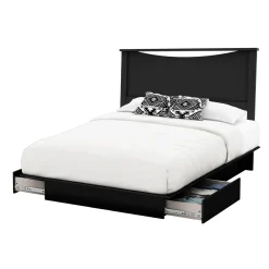 Clearance Double / Queen Bed and Headboard Set - Step One Pure Black Twin, Full & Queen Beds