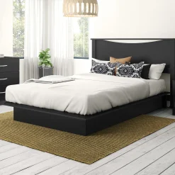 Clearance Double / Queen Bed and Headboard Set - Step One Pure Black Twin, Full & Queen Beds