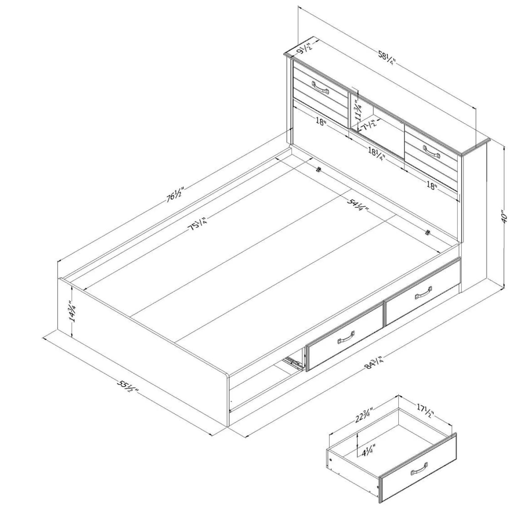 Double Bed and Headboard Set - Ulysses Fall Oak Twin, Full & Queen Beds