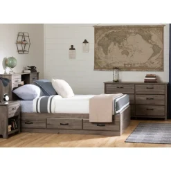 Double Bed and Headboard Set - Ulysses Fall Oak Twin, Full & Queen Beds