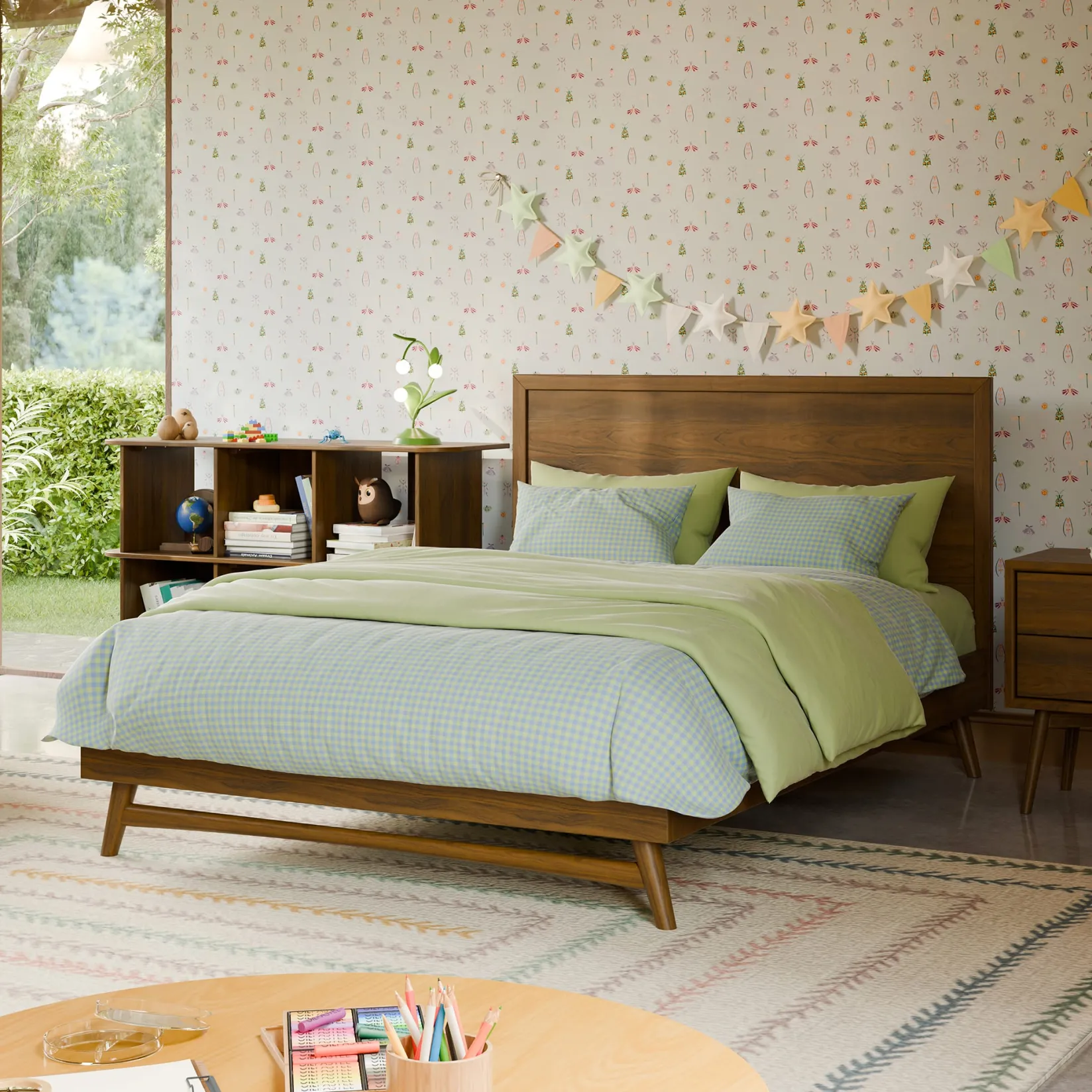 Double Bed Bondi - Walnut Natural Twin, Full & Queen Beds