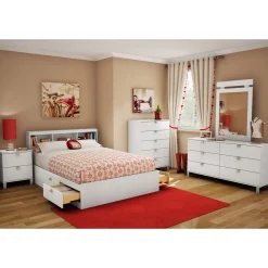 Twin, Full & Queen Beds>South Shore Double Bookcase Headboard Spark - Pure White