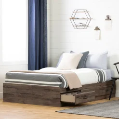 Twin, Full & Queen Beds>South Shore Double Mates Bed with 3 Drawers - Ulysses Fall Oak