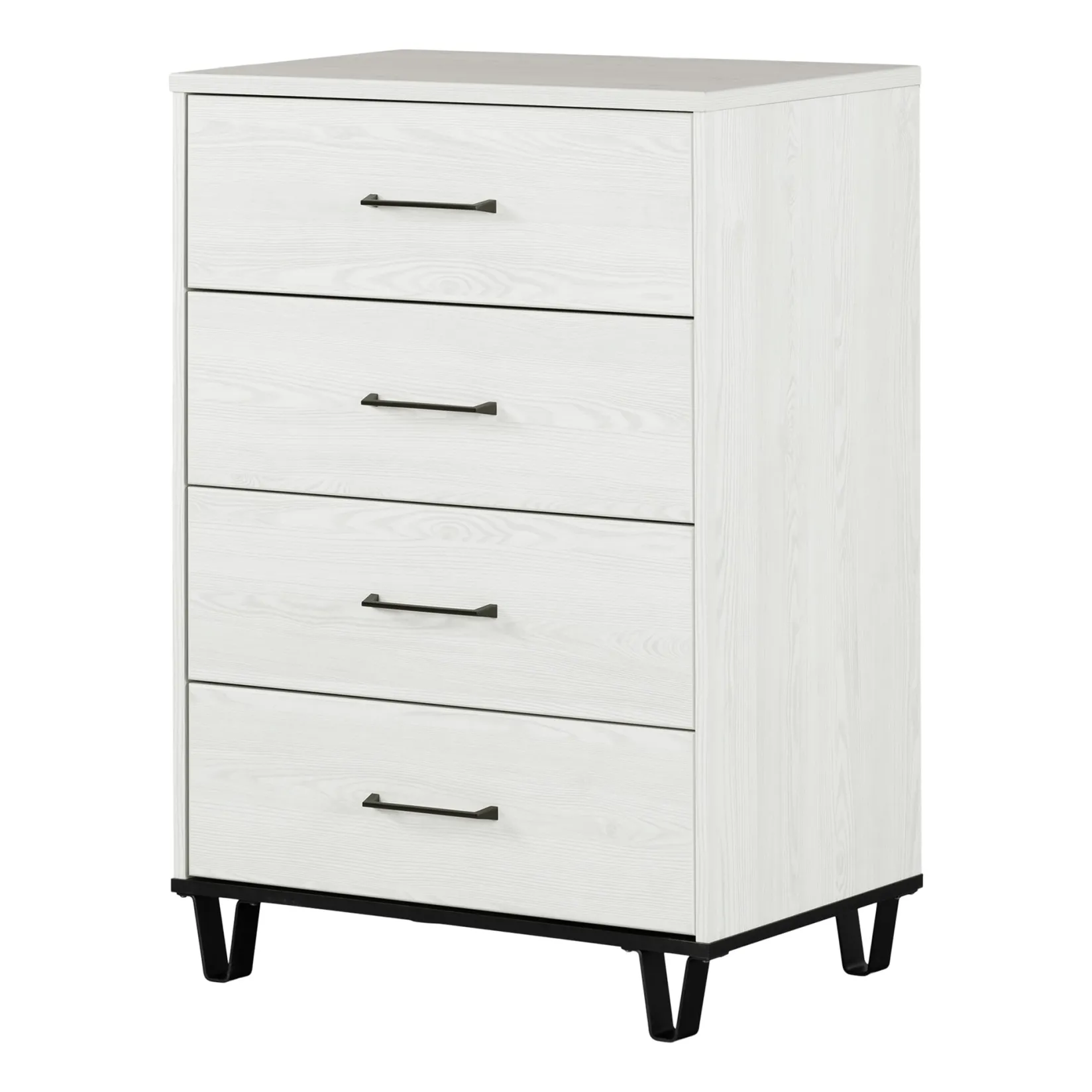 Storage Furniture>South Shore 4-Drawer Chest - Arlen White Pine and Black Matte